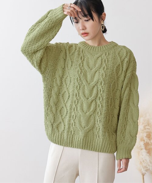 frames RAY CASSIN（フレームスレイカズン）の「マットモールケーブルプルオーバー（ニット/セーター・レディース・レッド/バイオレット/ダークブラウン/イエロー×グリーン/ブルー/オフホワイト・FREE）」の5枚目の写真