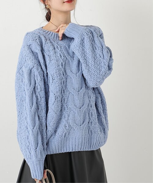 frames RAY CASSIN（フレームスレイカズン）の「マットモールケーブルプルオーバー（ニット/セーター・レディース・レッド/バイオレット/ダークブラウン/イエロー×グリーン/ブルー/オフホワイト・FREE）」の7枚目の写真