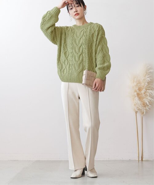 frames RAY CASSIN（フレームスレイカズン）の「マットモールケーブルプルオーバー（ニット/セーター・レディース・レッド/バイオレット/ダークブラウン/イエロー×グリーン/ブルー/オフホワイト・FREE）」の22枚目の写真