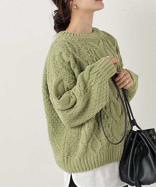 frames RAY CASSIN（フレームスレイカズン）の「マットモールケーブルプルオーバー（ニット/セーター・レディース・レッド/バイオレット/ダークブラウン/イエロー×グリーン/ブルー/オフホワイト・FREE）」の21枚目の写真