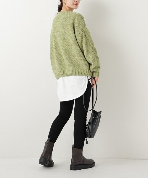 frames RAY CASSIN（フレームスレイカズン）の「マットモールケーブルプルオーバー（ニット/セーター・レディース・レッド/バイオレット/ダークブラウン/イエロー×グリーン/ブルー/オフホワイト・FREE）」の20枚目の写真