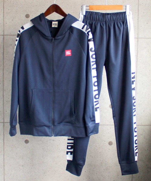 ライン切り替え ジップアップパーカー スウェットジョガーパンツ セットアップ