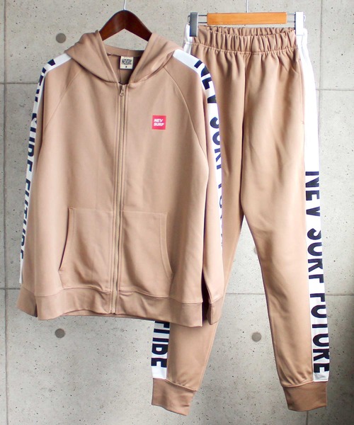 ライン切り替え ジップアップパーカー スウェットジョガーパンツ セットアップ