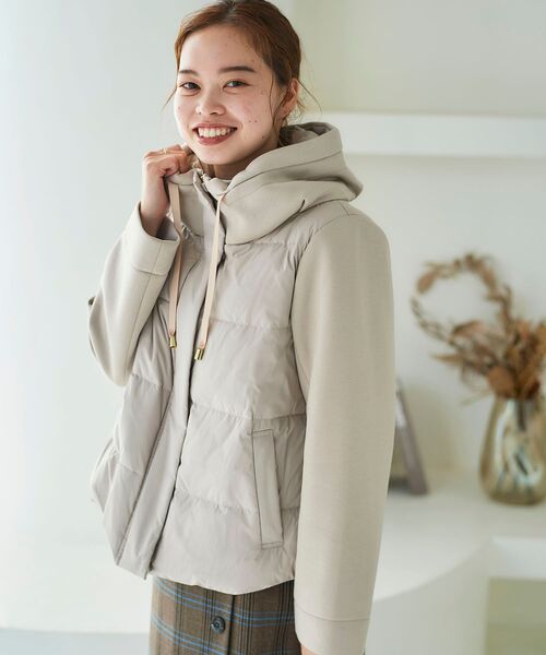 le.coeur blanc(ルクールブラン)の「【WEB限定】ボンディング×ダウンショートブルゾン(ダウンジャケット/コート・レディース・ブラック/ベージュ/ライトグリーン・38)」の6枚目の写真