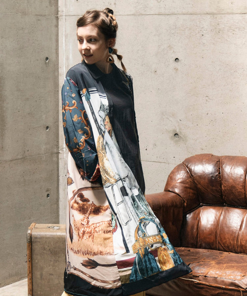 Cepica（セピカ）の「オリジナルパッチプリント/シャツガウンワンピース（ワンピース・レディース・ブラック系・FREE）」の6枚目の写真