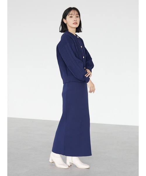 Green　Parks（グリーンパークス）の「<軽量・ウォッシャブル>ニットスカート＊（スカート・レディース・ベージュ/ネイビー・FREE）」の4枚目の写真