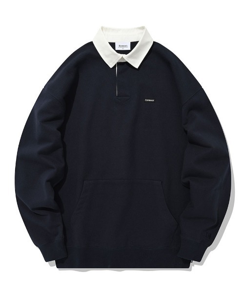 COVERNAT(カバーナット)の「【COVERNAT】RUGBY CREWNECK / カバーナット ラグビー ボーダー ポロ スウェットシャツ(スウェット・メンズ・ヘザーグレー/グリーン/ネイビー/アイボリー・X-LARGE/SMALL/MEDIUM/LARGE)」の4枚目の写真