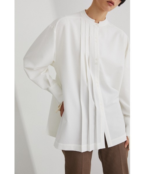 STYLEMIXER(スタイルミキサー)の「アシンメトリータックロングシャツ(シャツ/ブラウス・レディース・ライトグリーン/ホワイト/ブラック・FREE)」の2枚目の写真