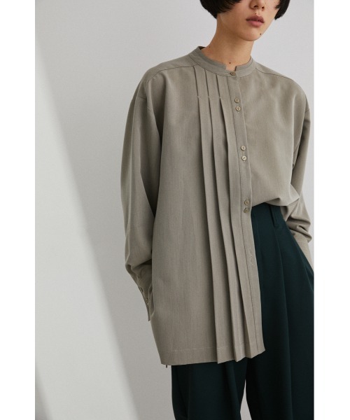 STYLEMIXER(スタイルミキサー)の「アシンメトリータックロングシャツ(シャツ/ブラウス・レディース・ライトグリーン/ホワイト/ブラック・FREE)」の3枚目の写真