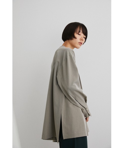 STYLEMIXER(スタイルミキサー)の「アシンメトリータックロングシャツ(シャツ/ブラウス・レディース・ライトグリーン/ホワイト/ブラック・FREE)」の4枚目の写真