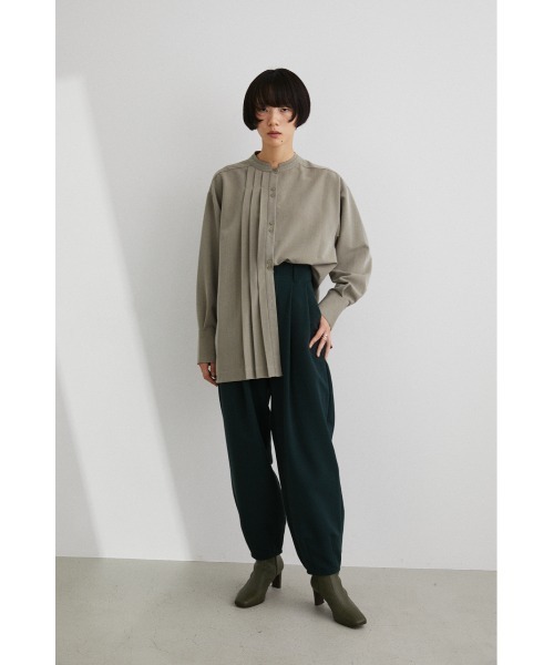 STYLEMIXER(スタイルミキサー)の「アシンメトリータックロングシャツ(シャツ/ブラウス・レディース・ライトグリーン/ホワイト/ブラック・FREE)」の8枚目の写真