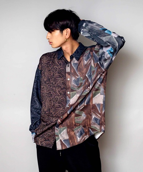 UNIIT(ユニット)の「【UNIIT/ユニット】トータルパターン ルーズビッグシルエットシャツ(シャツ/ブラウス・メンズ・ブラウン/ブルー/ブラック/ダークブラウン/グレー・MEDIUM/LARGE/X-LARGE)」の4枚目の写真
