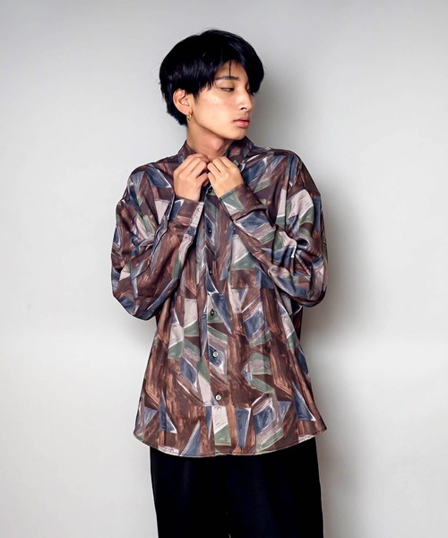 UNIIT(ユニット)の「【UNIIT/ユニット】トータルパターン ルーズビッグシルエットシャツ(シャツ/ブラウス・メンズ・ブラウン/ブルー/ブラック/ダークブラウン/グレー・MEDIUM/LARGE/X-LARGE)」の5枚目の写真