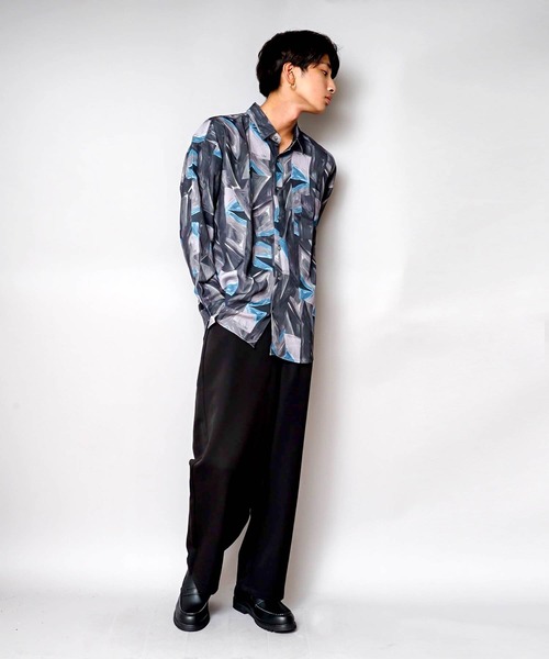 UNIIT(ユニット)の「【UNIIT/ユニット】トータルパターン ルーズビッグシルエットシャツ(シャツ/ブラウス・メンズ・ブラウン/ブルー/ブラック/ダークブラウン/グレー・MEDIUM/LARGE/X-LARGE)」の7枚目の写真