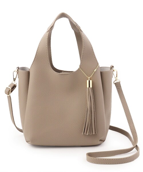 DRESKIP（ドレスキップ）の「◆タッセル付き一枚皮風クリテトート（トートバッグ・レディース・ブラック/グレー/ピンク系・00）」の3枚目の写真