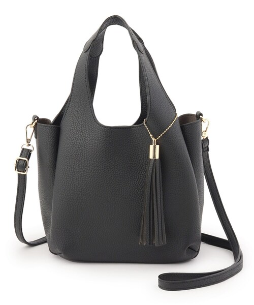 DRESKIP（ドレスキップ）の「◆タッセル付き一枚皮風クリテトート（トートバッグ・レディース・ブラック/グレー/ピンク系・00）」の2枚目の写真