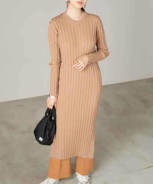 針抜きレーヨンリブ編みニットワンピース ワンピース Chaco Closet チャコ クローゼット のファッション通販 Zozotown