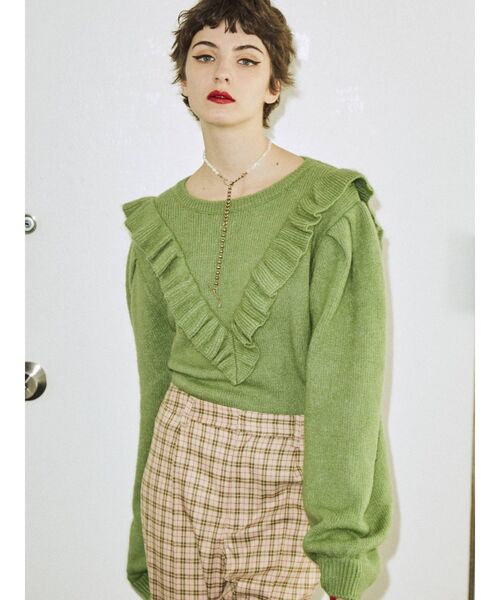 jouetie（ジュエティ）の「フリルカラーニット（ニット/セーター・レディース・ブラック/レッド/グリーン/ブルー・MEDIUM）」の15枚目の写真