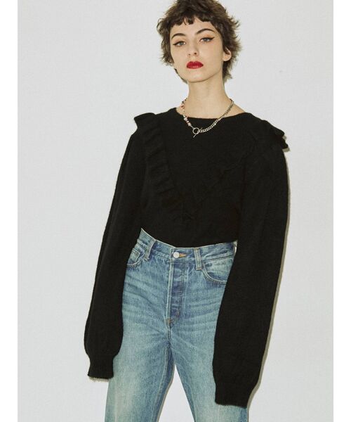 jouetie（ジュエティ）の「フリルカラーニット（ニット/セーター・レディース・ブラック/レッド/グリーン/ブルー・MEDIUM）」の19枚目の写真