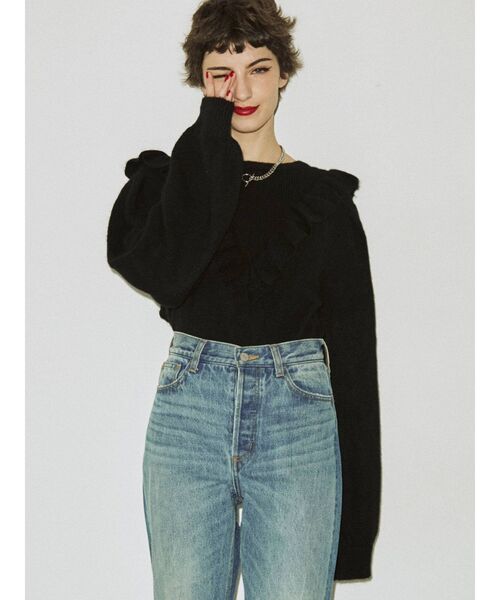 jouetie（ジュエティ）の「フリルカラーニット（ニット/セーター・レディース・ブラック/レッド/グリーン/ブルー・MEDIUM）」の14枚目の写真