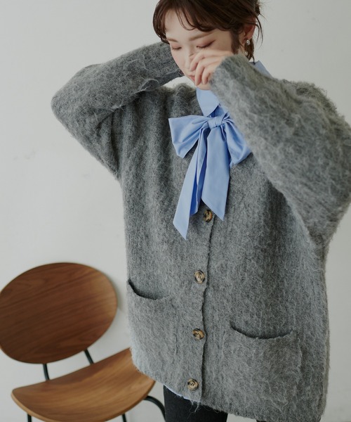natural couture(ナチュラルクチュール)の「【大人ナチュ】【WEB限定】モンスターBIGカーディガン(カーディガン/ボレロ・レディース・キャメル/チャコールグレー/グリーン/ホワイト・FREE)」の21枚目の写真