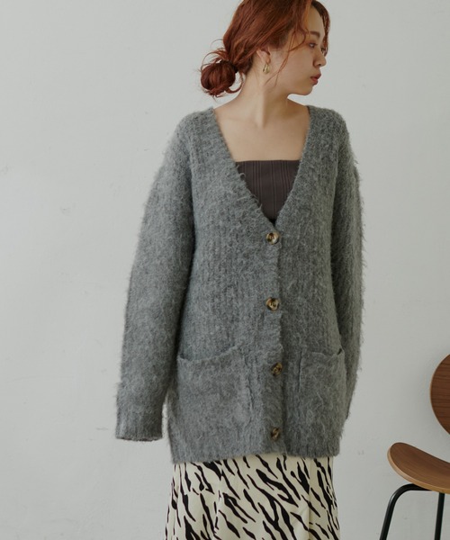 natural couture(ナチュラルクチュール)の「【大人ナチュ】【WEB限定】モンスターBIGカーディガン(カーディガン/ボレロ・レディース・キャメル/チャコールグレー/グリーン/ホワイト・FREE)」の10枚目の写真