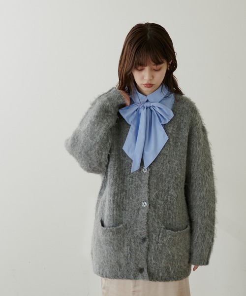 natural couture(ナチュラルクチュール)の「【大人ナチュ】【WEB限定】モンスターBIGカーディガン(カーディガン/ボレロ・レディース・キャメル/チャコールグレー/グリーン/ホワイト・FREE)」の6枚目の写真