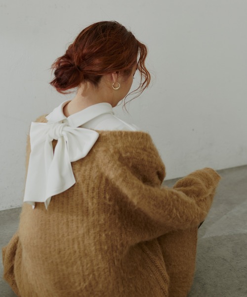 natural couture(ナチュラルクチュール)の「【大人ナチュ】【WEB限定】モンスターBIGカーディガン(カーディガン/ボレロ・レディース・キャメル/チャコールグレー/グリーン/ホワイト・FREE)」の7枚目の写真