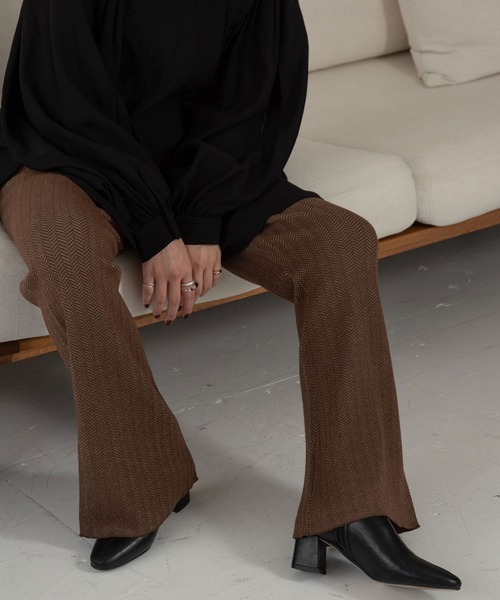 Amiur（エミレ）の「herringbone knit pants（その他パンツ・レディース・ブラック/ブラウン・FREE）」の4枚目の写真