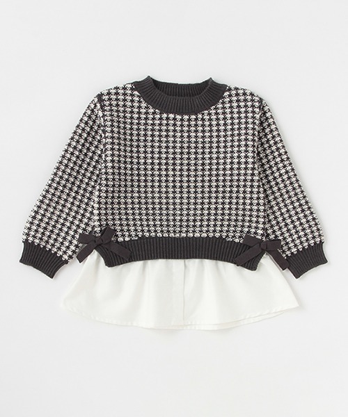 petit main(プティマイン)の「【リンク】ニットドッキングチュニック(チュニック・キッズ・ブラック/アイボリー・110cm/120cm/90cm/100cm/130cm/80cm)」の1枚目の写真