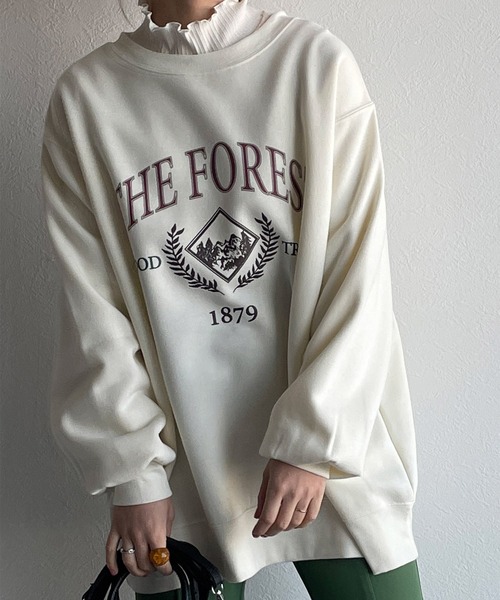 w closet(ダブルクローゼット)の「カレッジプリントBIGスエットプルオーバー(スウェット・レディース・ブルー/アイボリー/ミント/スミクロ・FREE)」の21枚目の写真