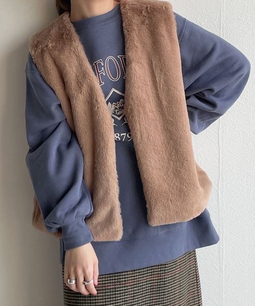 w closet(ダブルクローゼット)の「カレッジプリントBIGスエットプルオーバー(スウェット・レディース・ブルー/アイボリー/ミント/スミクロ・FREE)」の15枚目の写真