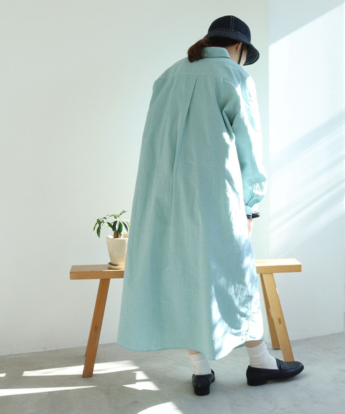 PAR ICI(パーリッシィ)の「【WEB別注】オックス/ストライプ ボタンダウンばさっとシャツワンピース(シャツワンピース・レディース・レッド/グリーン/グリーン系その他・FREE)」の8枚目の写真