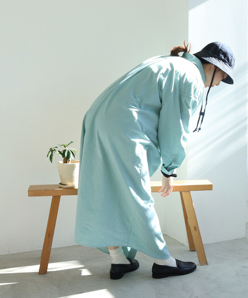 PAR ICI(パーリッシィ)の「【WEB別注】オックス/ストライプ ボタンダウンばさっとシャツワンピース(シャツワンピース・レディース・レッド/グリーン/グリーン系その他・FREE)」の9枚目の写真