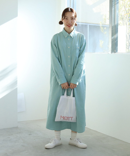 PAR ICI(パーリッシィ)の「【WEB別注】オックス/ストライプ ボタンダウンばさっとシャツワンピース(シャツワンピース・レディース・レッド/グリーン/グリーン系その他・FREE)」の12枚目の写真