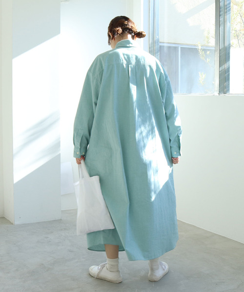 PAR ICI(パーリッシィ)の「【WEB別注】オックス/ストライプ ボタンダウンばさっとシャツワンピース(シャツワンピース・レディース・レッド/グリーン/グリーン系その他・FREE)」の17枚目の写真