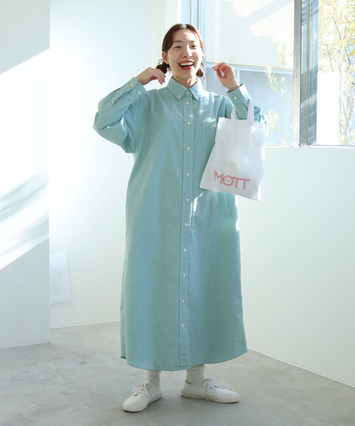 PAR ICI(パーリッシィ)の「【WEB別注】オックス/ストライプ ボタンダウンばさっとシャツワンピース(シャツワンピース・レディース・レッド/グリーン/グリーン系その他・FREE)」の14枚目の写真