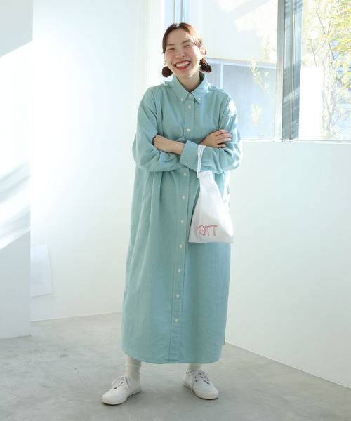 PAR ICI(パーリッシィ)の「【WEB別注】オックス/ストライプ ボタンダウンばさっとシャツワンピース(シャツワンピース・レディース・レッド/グリーン/グリーン系その他・FREE)」の15枚目の写真