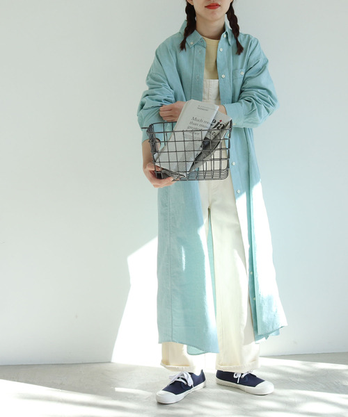 PAR ICI(パーリッシィ)の「【WEB別注】オックス/ストライプ ボタンダウンばさっとシャツワンピース(シャツワンピース・レディース・レッド/グリーン/グリーン系その他・FREE)」の21枚目の写真