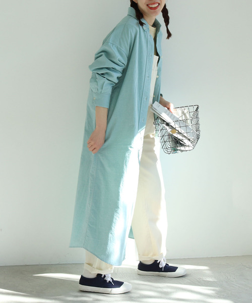 PAR ICI(パーリッシィ)の「【WEB別注】オックス/ストライプ ボタンダウンばさっとシャツワンピース(シャツワンピース・レディース・レッド/グリーン/グリーン系その他・FREE)」の22枚目の写真