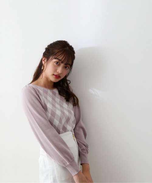 PROPORTION BODY DRESSING（プロポーションボディドレッシング）の「ギンガムジャガードニット / 1212170203（ニット/セーター・レディース・ピンク/ダークグレー/ブルー・FREE）」の13枚目の写真