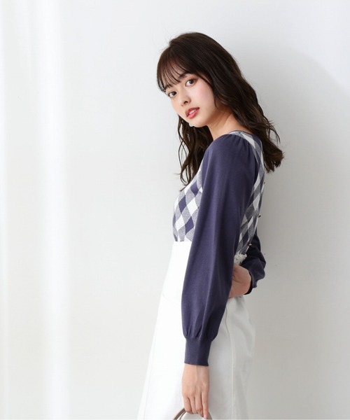 PROPORTION BODY DRESSING（プロポーションボディドレッシング）の「ギンガムジャガードニット / 1212170203（ニット/セーター・レディース・ピンク/ダークグレー/ブルー・FREE）」の11枚目の写真