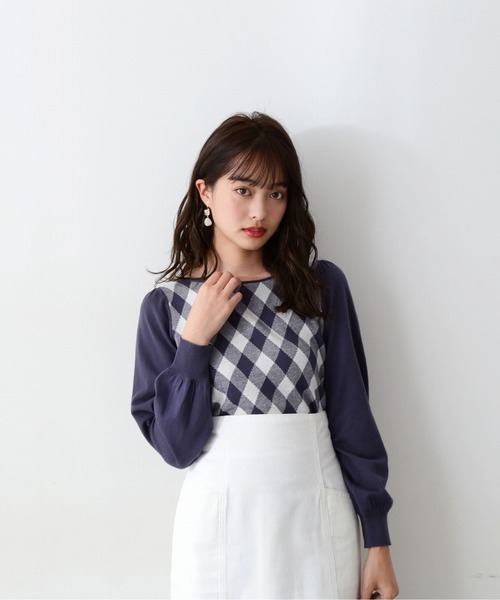 PROPORTION BODY DRESSING（プロポーションボディドレッシング）の「ギンガムジャガードニット / 1212170203（ニット/セーター・レディース・ピンク/ダークグレー/ブルー・FREE）」の10枚目の写真