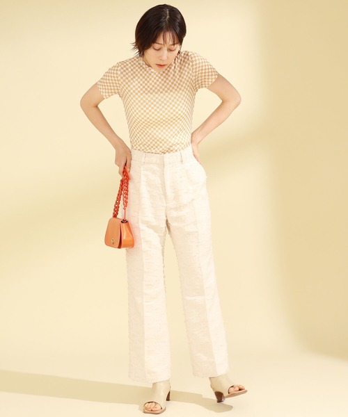 RBS(アールビーエス)の「RBS / ジャカード スクエア ストレート パンツ(その他パンツ・レディース・ネイビー/オフホワイト・1/0)」の4枚目の写真