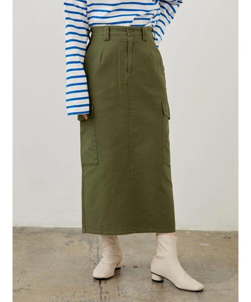 AMERICAN HOLIC(アメリカンホリック)の「スラブアウトポケットスカート(スカート・レディース・カーキ・S/L/M)」の3枚目の写真