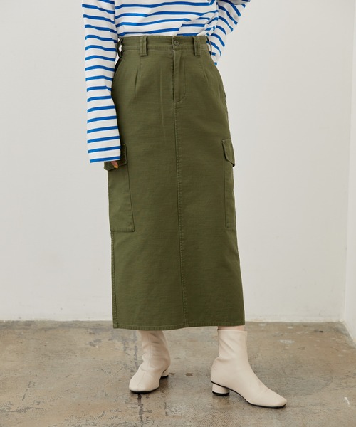AMERICAN HOLIC(アメリカンホリック)の「スラブアウトポケットスカート(スカート・レディース・カーキ・S/L/M)」の1枚目の写真