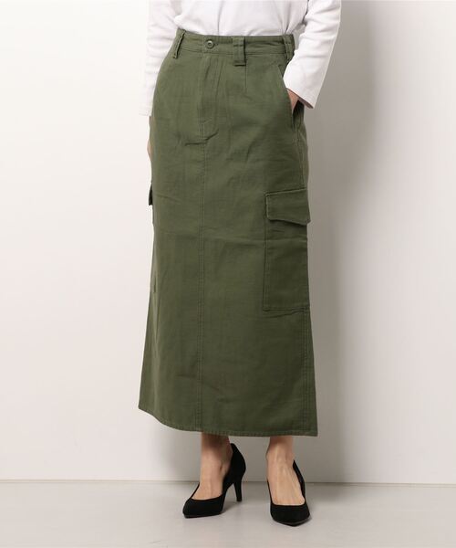AMERICAN HOLIC(アメリカンホリック)の「スラブアウトポケットスカート(スカート・レディース・カーキ・S/L/M)」の2枚目の写真