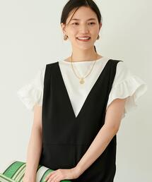 green label relaxing（グリーンレーベルリラクシング）の「フェミニン 袖フリル ショート スリーブ プルオーバー カットソー（Tシャツ/カットソー）」