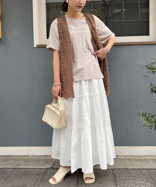 Chez toi（シェトワ）の「カギ針ロングジレ（カーディガン/ボレロ・レディース・ブラウン/グリーン/アイボリー・FREE）」の6枚目の写真