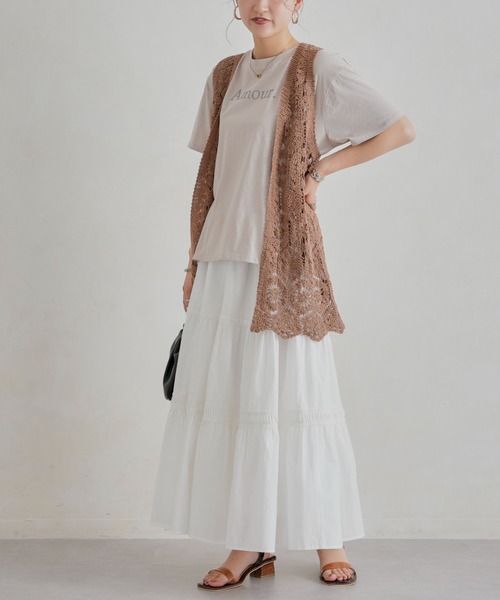 Chez toi（シェトワ）の「カギ針ロングジレ（カーディガン/ボレロ・レディース・ブラウン/グリーン/アイボリー・FREE）」の14枚目の写真